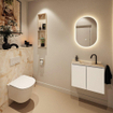 MONDIAZ TURE-DLUX Meuble toilette - 60cm - Talc - EDEN - vasque Frappe - position centrale - 1 trou de robinet SW1102586