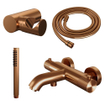 Brauer Copper Carving Badkraan - douchegarnituur - handdouche staaf 1 stand - carving knop - PVD - geborsteld koper SW715726