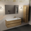 Mondiaz AIVY Ensemble de meuble - 120x45x50cm - 1 trou de robinet - 1 vasque Talc Solid surface - Droite - 2 tiroirs - avec miroir - Melamine Chai SW892227