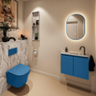 MONDIAZ TURE-DLUX Meuble toilette - 60cm - Jeans - EDEN - vasque Glace - position droite - 1 trou de robinet SW1103342