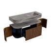 MONDIAZ THOR-DLUX 120cm meuble de salle de bains arrondi gauche + droite couleur Walnut avec 1 tiroir et 2 portes. Vasque suspendue CLOUD Droite 1 trou de robinet couleur Sombra. SW1463690