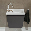 MONDIAZ TURE Kit lave-mains - 40x23x50cm - 1 trou de robinet - 1 porte - gris foncé mat - Lavabo à droite - Solid Surface Blanc SW474921