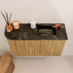 Mondiaz JOYA-DLUX 71.6cm meuble de toilette - arrondi gauche couleur Chêne - Vasque FAYE position Droite 1 trou de robinet couleur Lava SW1422116