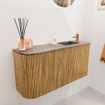 Mondiaz JOYA-DLUX Meuble de toilette 81,6cm - arrondi gauche couleur Chêne - Lavabo FAYE position Droite 1 trou de robinet couleur Oza SW1424127