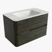 Mondiaz CIRO-DLUX Ensemble de meubles de salle de bains - 80x45x50cm - Lavabo solid surface Opalo - 1 vasque centrale - 1 trou de robinet - 2 tiroirs - Shadow SW1532389