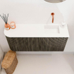 Mondiaz JOYA 91.6cm meuble de toilette - arrondi gauche couleur Shadow - Vasque FAYE position Droite Sans trou de robinet couleur Talc SW1421470