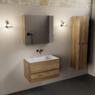 Mondiaz AIVY Ensemble de meuble - 80x45x50cm - 0 trous de robinet - 1 vasque Urban Solid surface - Centre - 2 tiroirs - avec armoire de toilette - Melamine Chai SW892120