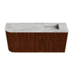 Mondiaz JOYA-DLUX 91.6cm toiletmeubel - ronding links kleur Ruby - Wastafel FAYE positie Rechts 1 kraangat kleur Glace. SW1423579