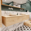 ENSEMBLE DE MEUBLE MONDIAZ LUSH - 180 cm - 2 tiroirs - lavabo BARCO - 2 lavabos - 0 trous de robinet - chêne blanchi SW409557
