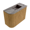 Mondiaz JOYA-DLUX 51.6cm toiletmeubel - ronding links kleur Oak - Wastafel FAYE positie Rechts Zonder kraangat kleur Sombra. SW1426241