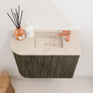 Mondiaz JOYA-DLUX 51.6cm toiletmeubel - ronding links kleur Shadow - Wastafel FAYE positie Rechts 1 kraangat kleur Frappe. SW1422682