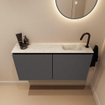 MONDIAZ TURE-DLUX Meuble toilette - 100cm - Dark Grey - EDEN - vasque Ostra - position droite - 1 trou de robinet SW1104805