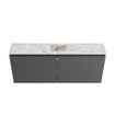 MONDIAZ TURE-DLUX Meuble toilette - 120cm - Dark Grey - EDEN - vasque Glace - position centrale - 1 trou de robinet SW1103251