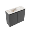 MONDIAZ TURE-DLUX Meuble toilette - 60cm - Dark Grey - EDEN - vasque Frappe - position gauche - 1 trou de robinet SW1102728
