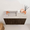 Mondiaz JOYA-DLUX 60cm meuble de salle de bains - couleur Walnut - Vasque FAYE position Gauche 1 trou de robinet couleur Glace. SW1422375