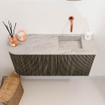 Mondiaz JOYA-DLUX Meuble de salle de bains 81.6cm - arrondi gauche couleur Shadow - Vasque FAYE position Droite Sans trou de robinet couleur Glace SW1422777