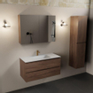 Mondiaz AIVY Ensemble de meuble - 100x45x50cm - 1 trou de robinet - 1 vasque Urban Solid surface - Centre - 2 tiroirs - avec armoire de toilette - Melamine Mocha SW892283