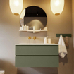 Mondiaz VICA-DLUX Ensemble de meuble de salle de bain - 100cm - meuble sous-vasque armée - 2 tiroirs - lavabo encastré nuage gauche - sans trous de robinet - version haute de 60cm - ostra SW1087001