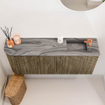 Mondiaz JOYA-DLUX 101.6cm meuble de toilette - arrondi gauche couleur Dusk - Vasque FAYE position Droite 1 trou de robinet couleur Sombra. SW1426172