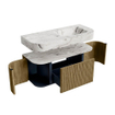 MONDIAZ THOR-DLUX 110cm meuble de salle de bains arrondi gauche + droite couleur Dusk avec 1 tiroir et 2 portes. Vasque suspendue CLOUD Droite sans trou de robinet couleur Glace. SW1462816