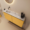 MONDIAZ TURE-DLUX Meuble toilette - 100cm - Ocher - EDEN - vasque Glace - position gauche - sans trou de robinet SW1103379