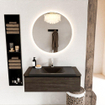 Ensemble de meuble de salle de bain Mondiaz BUKLA 100x45x34cm 1 trou de robinet lavabo central solid surface Urban sans poignée 1 tiroir avec softclose Mélamine Marron foncé SW704921