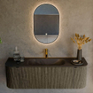 Mondiaz KURVE Ensemble de meuble de salle de bains - 140x46x40cm - 1 tiroir - 2 portes - vasque solid surface - central - 1 trou de robinet - Shadow SW1414240