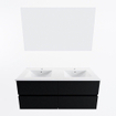 Mondiaz VICA ensemble de meuble de salle de bain - 120cm - meuble sous-vasque urban - 4 tiroirs - lavabo denia double - 2 trous de robinet - couleur Blanc Brillant - miroir LED - version XL 60cm de haut SW1091931