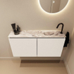 MONDIAZ TURE-DLUX Meuble de toilettes 100cm Talc. EDEN lavabo Glace position droite. Avec 1 trou de robinet. SW1103121
