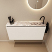 MONDIAZ TURE-DLUX Meuble toilette - 100cm - Talc - EDEN - vasque Glace - position droite - 1 trou de robinet SW1103121