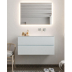 Mondiaz VICA ensemble de meuble de salle de bain - 100cm - meuble sous-vasque argile - 2 tiroirs - lavabo nuage droite - sans trou de robinet - miroir LED - version XL 60cm de haut SW1097892