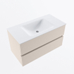 Mondiaz VICA ensemble de meuble de salle de bain - 90cm - meuble sous-vasque lin - 2 tiroirs - lavabo nuage milieu - 1 trou de robinet - version haute 60cm - talc SW1084261