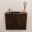 Mondiaz JOYA-DLUX 50cm toiletmeubel - kleur Walnut - Wastafel FAYE positie Links 1 kraangat kleur Lava. SW1422433