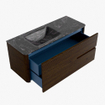 Mondiaz CIRO-DLUX Ensemble de meubles de salle de bains - 120x45x50cm - lavabo solid surface Lava - 1 bassin à gauche - sans trous de robinet - 2 tiroirs - Noyer SW1530217