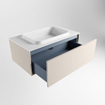 ENSEMBLE DE MEUBLE DE SALLE DE BAIN MONDIAZ ERIN - 80cm - Lin - 1 tiroir - lavabo centré - 1 trou de robinet - Talc SW696458