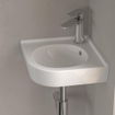 Villeroy & Boch O.novo lave-mains d'angle 32x32cm - avec trou de robinet avec trop-plein blanc SW84224