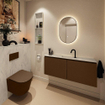 MONDIAZ TURE-DLUX Meuble toilette - 120cm - Rust - EDEN - vasque Opalo - position centrale - 1 trou de robinet SW1126205