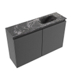 MONDIAZ TURE-DLUX Meuble toilette - 80cm - Dark Grey - EDEN - vasque Lava - position droite - sans trou de robinet SW1103770