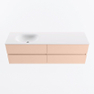 MONDIAZ Vica Ensemble meuble de salle de bains - 160cm - meuble bas rosee - 4 tiroirs - lavabo moon gauche - 1 trou de robinet - version haute 60cm - talc SW1080412