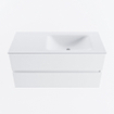 MONDIAZ VICA 100cm meuble sous lavabo Talc 2 tiroirs. Lavabo CLOUD droite 1 trou de robinet, couleur Talc. SW1381942