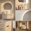 Saniclass Aura Miroir de salle de bains - 120x102cm - demi-circulaire - horizontal / vertical - éclairage LED indirect - chauffage miroir - infrarouge SW1152324