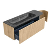 MONDIAZ KURVE-DLUX 135cm Meuble salle de bain avec module 25 D - couleur Oak - 1 tiroir - 1 porte - vasque BIG MEDIUM gauche - 1 trou de robinet - couleur Lava SW1137171