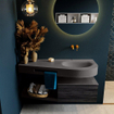 MONDIAZ RIVA Ensemble de meuble salle de bain - 120x50x30cm - 1 tiroir - MDF Anthracite mat - push to open - 0 trous de robinet - lavabo à droite - solid surface gris foncé SW702778