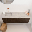 Mondiaz JOYA-DLUX 100cm toiletmeubel - kleur Walnut - Wastafel FAYE positie Links Zonder kraangat kleur Glace. SW1422401