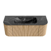 MONDIAZ KURVE-DLUX 120cm Meuble salle de bain avec module 25 G et D - couleur Oak - 1 tiroir - 2 portes - vasque BIG SMALL centre - 1 trou de robinet - couleur Lava SW1138153