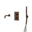 Fortifura Calvi Badkraan set - uitloop - 22cm inkortbaar - metalen slang - staafhanddouche - inbouwdeel - wandhouder - geborsteld koper PVD SW1242591