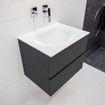 Mondiaz VICA ensemble de meuble de salle de bain - 60cm - meuble sous-vasque gris foncé - 2 tiroirs - lavabo moon milieu - sans trous de robinet - miroir LED - version XL 60cm de haut SW1097734