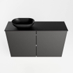 Mondiaz Fowy Meuble de toilette - 80x50x23cm - gris foncé mat - 1 trou de robinet - lavabo à gauche - 2 portes - solid surface - plan MDF - lavabo : noir SW761110