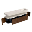 MONDIAZ THOR-DLUX 190cm badmeubel ronding links + rechts kleur Walnut met 2 lades en 2 deuren. Vrijhangende wastafel CLOUD Rechts 1 kraangat kleur Meli. SW1466735