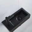 QeramiQ Lave-mains Kit lave-mains - 37.5x18.5x9cm - céramique - trou de robinet gauche - robinet lave-mains noir mat - bonde de vidage - siphon abaissé - Noir Mat SW1232731